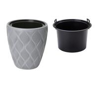 B2C Round Tall Plant Pot Elegant Large Flower Indoor Outdoor Garden Planters Flow Platinum H 32Cm X D 29Cm