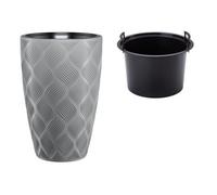 B2C Round Tall Plant Pot Elegant Large Flower Indoor Outdoor Garden Planters Flow Platinum H 48Cm X D 29Cm