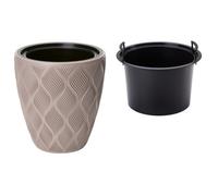 B2C Round Tall Plant Pot Elegant Large Flower Indoor Outdoor Garden Planters Flow Taupe H 32Cm X D 29Cm