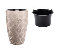 B2C Round Tall Plant Pot Elegant Large Flower Indoor Outdoor Garden Planters Flow Taupe H 48Cm X D 29Cm