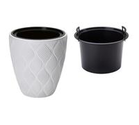 B2C Round Tall Plant Pot Elegant Large Flower Indoor Outdoor Garden Planters Flow White H 32Cm X D 29Cm