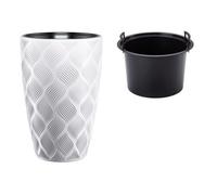 B2C Round Tall Plant Pot Elegant Large Flower Indoor Outdoor Garden Planters Flow White H 42Cm X D 38.5Cm