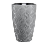 B2C Round Tall Plant Pot, Platinum, H58cm x D38.5cm | Elegant Large Flower, Indoor Outdoor Garden, Wave Plastic Textured, With Insert, 5 Colours Available