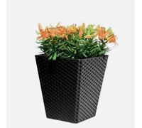 B2C Square Flowerpot Rattan Effect Anthracite Pot Cover Plastic Planter Garden Home W39.5Cm X H44Cm