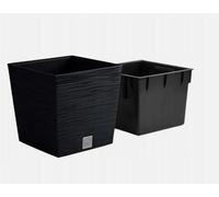 B2C Square Furu Style Look Planter Tall Flower Plant Pot Indoor Outdoor Garden Decor Anthracite 250mm - 10"