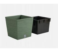 B2C Square Furu Style Look Planter Tall Flower Plant Pot Indoor Outdoor Garden Decor Earth Green 250mm - 10"