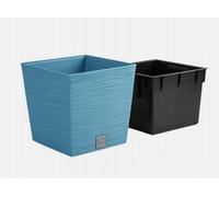 B2C Square Furu Style Look Planter Tall Flower Plant Pot Indoor Outdoor Garden Decor Scandinavian Blue 250mm - 10"