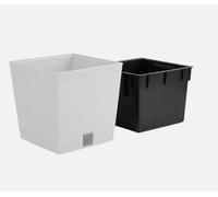 B2C Square Furu Style Look Planter Tall Flower Plant Pot Indoor Outdoor Garden Decor White 250mm - 10"