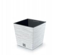 B2C Square FURU Style Look Planter Tall Flower Plant Pot Indoor Outdoor Garden Home Decor Garden Patio Textured with Spacer Insert (White, 300mm - 12")