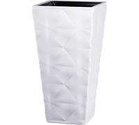 B2C Square Tall Plant Pot Elegant Large Flower Indoor Outdoor Garden Planters Diva (H 57cm x D 30cm, White)