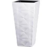 B2C Square Tall Plant Pot Elegant Large Flower Indoor Outdoor Garden Planters Diva White Large