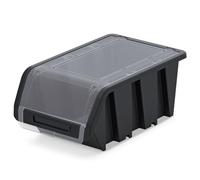 B2C Storage Bins Plastic Order Picking Parts Boxes Lid Scooped Front Stackable Wall Garage Workshop Tool Container (With lid, M - 195x120x90mm)