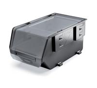 B2C Storage Bins Plastic Order Picking Parts Boxes Lid Scooped Front Stackable Wall Mounted Garage Workshop Tool Organizer Modular (With lid, S - 119x77x58mm)
