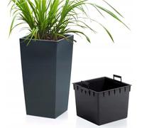 B2C Tall Planter Plant Pot Flower with Insert Indoor Outdoor Garden Patio Home Large Plastic With insert (Anthracite, H32.5cm W17cm)
