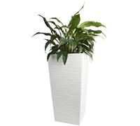 B2C Tall Planter Pot Flowerpot Square Indoor Outdoor Removable Insert Texture Modern W29.5Cm X H55Cm White