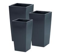 B2C Tall Planter SET OF 3 Plant Pot Flower with Insert Indoor Outdoor Garden Patio Elegant Moder Flowerpot Outdoor Patio Home (Anthracite, H32 cm, H 55cm, H75cm)