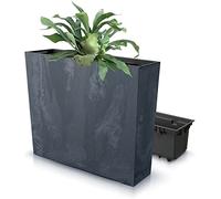 B2C Tall Rectangle Ratan Planter Floor Standing Indoor Outdoor Patio Plant Pot Troug (Anthracite)
