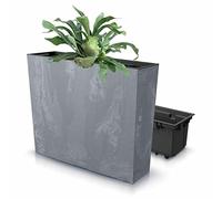 B2C Tall Rectangle Ratan Planter Floor Standing Indoor Outdoor Patio Plant Pot Troug (Marengo)
