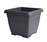 B2C Terra Flower Pot Planter Classic Plastic Square Planter Indoor Outdoor Terracotta Anthracite Deror (Anthracite, 37cm)