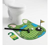 B2C Toilet Golf Game Gift Set Bathroom Putting Game Funny Gift for Golf Fans - Compact Indoor Mini Golf Set with Mat, Extendable Putter, 2 Balls, Flag and Door Hanger