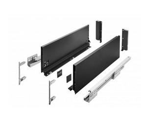 B2C Ultraslim Axis Pro Soft Close Black Kitchen Drawer Box Sides Drawer Runners 86mm - Short 25Cm