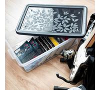 B2C Underbed Storage Box Low Container With Secure Lid Clips 26L Plastic Organizer Black