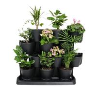 B2C Vertical Standing Garden Flower Pots Cascade Balcony Anthracite Plant Tabletop Free Standing Planter Modular Home Garden