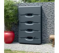 B2C Water Butt Rainwater Collector Wall Mounted Tank 400L Flat Slim + Connection Kit Anthracite