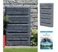 B2C Water Butt Rainwater Collector Wall Mounted Tank 400L Flat Slim + Connection Kit Grey