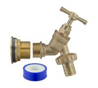 B2C Water Butt Replacement Tap Brass Metal Lever Uk Bib Outlet Barb Quick Hosepipes Brass Bib (Barbed) 3/4 Inch
