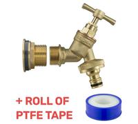 B2C Water Butt Replacement Tap Brass Metal Lever Uk Bib Outlet Barb Quick Hosepipes Brass Bib (Quick Connector) 1"
