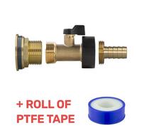 B2C Water Butt Replacement Tap Brass Metal Lever Uk Bib Outlet Barb Quick Hosepipes Brass Valve 1/2 Barb 3/4"