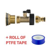 B2C Water Butt Replacement Tap Brass Metal Lever Uk Bib Outlet Barb Quick Hosepipes Brass Valve (Quick Connector) 3/4"