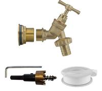 B2C Water Butt Replacement Tap + Drill Bit Brass 3/4" Brass Bib (Barbed)