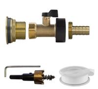 B2C Water Butt Replacement Tap + Drill Bit Brass 3/4" Brass Valve 1/2 Barb
