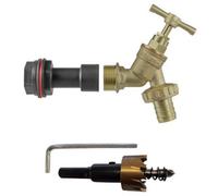 B2C Water Butt Replacement Tap Extension Kit + Drill Bit Lever Bib Outlet Barb Quick 1/2" Brass Bib (Barbed)