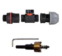 B2C Water Butt Valve Connector Kit Valve Drill Bit Set Rainwater Tank 3/4" Garden In Line Valve + 25mm Mdpe Joiner