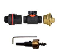 B2C Water Butt Valve Connector Kit Valve Drill Bit Set Rainwater Tank 3/4" Garden In Line Valve 3/4" Bspm + Brass Claw 3/4 Bspf