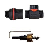 B2C Water Butt Valve Connector Kit Valve Drill Bit Set Rainwater Tank 3/4" Garden In Line Valve 3/4" Bspm