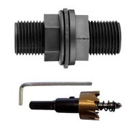 B2C Water Tank Connector & Hole Saw Drill Bit Set Rainwater Storage 1/2" Threaded + Drill Bit