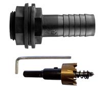 B2C Water Tank Connector & Hole Saw Drill Bit Set Rainwater Storage 1" Straight + Drill Bit