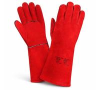 B2C Welding Gloves Heat Rresistant Long Sleeve Leather Work Safety Gloves Double Palm Red Rigger Gauntlets (1)
