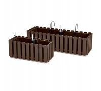B2C Window Box Flower Pot Planter 2 Sizes 4 Colours Rustic Slat Farm House Design Uk Brown Medium 38Cm With Self Watering + Hanger Kit
