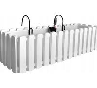 B2C Window Box Flower Pot Planter 2 Sizes 4 Colours Rustic Slat Farm House Design Uk White Large 58Cm With Self Watering + Hanger Kit
