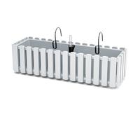 B2C Window Fence Hanging Flower Pot Planter 2 Sizes 4 Colours Rustic Slat Farm House Design UK Self Watering Kit (White, Large - 58cm)