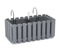 B2C Window Fence Hanging Flower Pot Planter 2 Sizes 4 Colours Rustic Slat Farm House Design UK Self Watering Kit (Grey, Medium - 38cm)