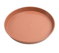 B2C Wood-Textured Plastic Plant Saucer Tray - Round Drip Tray with Matte Finish, Durable & Waterproof Pot Base for Indoor/Outdoor Use (Terracotta, 17cm)