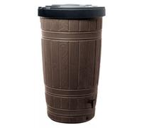 B2C Woodcan Rainwater Tank Plastic Water Butt Container Wood Look Barrel 265L Garden Brown