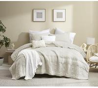 B2EVER Boho Light Beige Quilt King Size Bedding Sets with Pillow Sham, Bohemian Lightweight Soft Bedspread Coverlet, Quilted Blanket Thin Comforter Bed Cover for All Season, 3 Pieces, 104x90 inches