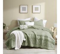 B2EVER Boho Sage Green Quilt California Cal King Size Bedding Sets with Pillow Sham, Oversized Lightweight Soft Bedspread Coverlet, Quilted Blanket Bed Cover for All Season, 3 Pieces, 118x106 inches